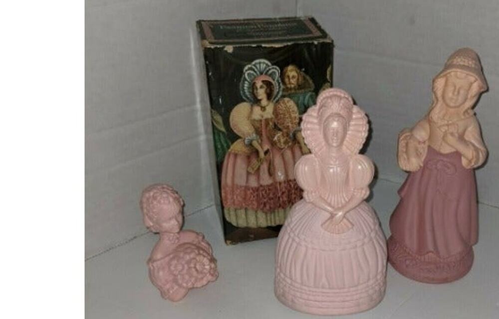 Vintage Avon Elizabethan Figure Moonwind Cologne Pretty in Pink Decanter More